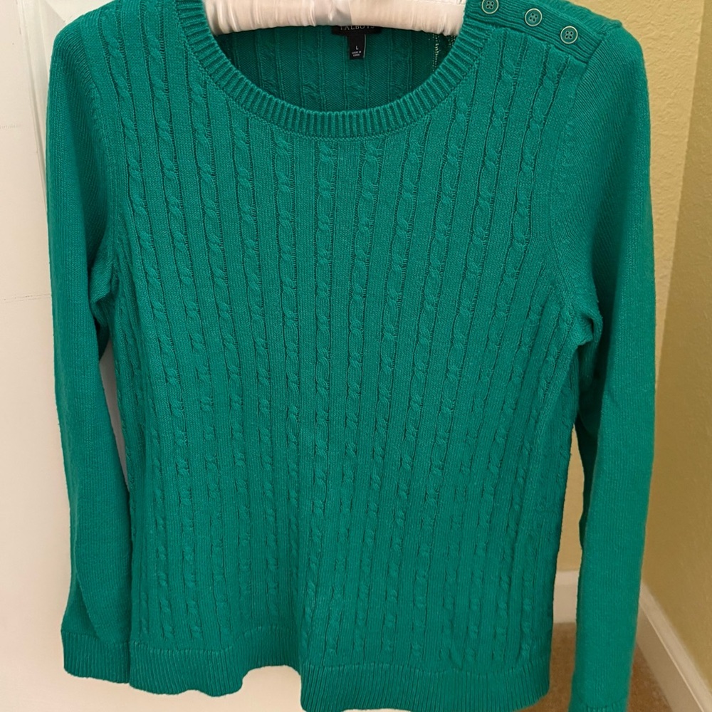Talbots Teal Button-Shoulder Sweater